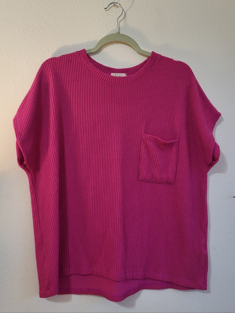 Bright Fuchsia Knit Pocket Top